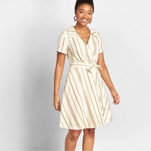 ModCloth Women's Sweet Surprise Striped Faux-Wrap Dress 2 NWT